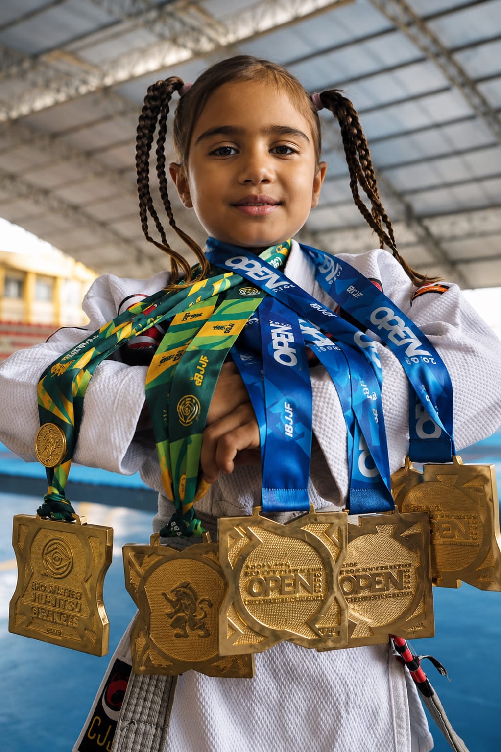 Atleta kids da Bessa com medalhas de campeonatos de jiu-jítsu